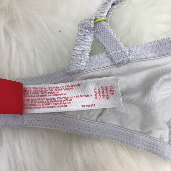 Josie Neon‎ Green 32D Contrast Lace Plunge Bralette Balconette Bra Unpadded - Picture 12 of 12